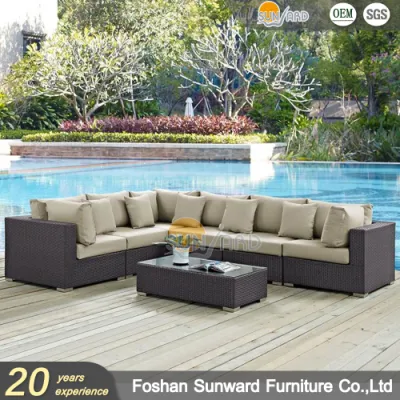 Modern Wholesale Outdoor Hotel Rattan Half-Moon Curve Wicker Sofa