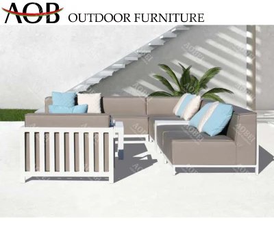 Modern Outdoor Exterior Garden Patio Home Leisure Rope Weaving Corner Lounge Sofa Furniture Set
