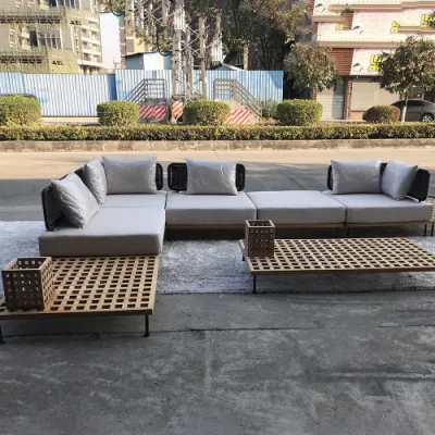 Modern Durable Outdoor Garden Patio Furniture Lovely Rattan Teak Wood Sofa Set Furniture