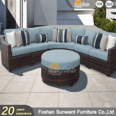 Modern Wholesale Outdoor Hotel Rattan Half-Moon Curve Wicker Sofa