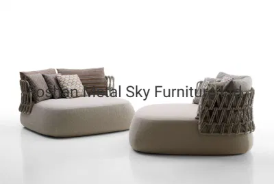 Outdoor Aluminum Patio Garden Gazebo Villa Living Room Rattan Sofa