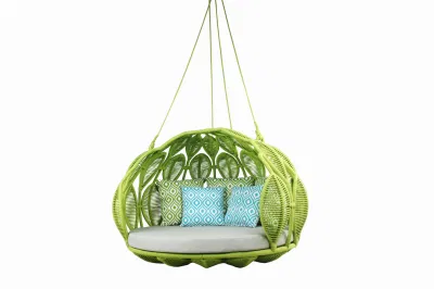 Green Color Double Garden Swing Patio Project Furniture for Outdoor Sunbed