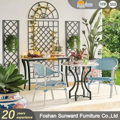 Woven Wicker Hotel Restaurant Balcony Chairs Outdoor French Dining Chairs