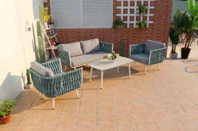 New Style Outdoor Furniture Hand Woven European Furniture Sofa Set Aluminium Garden Sets Rope Wicker Outdoor Rattan Sofa