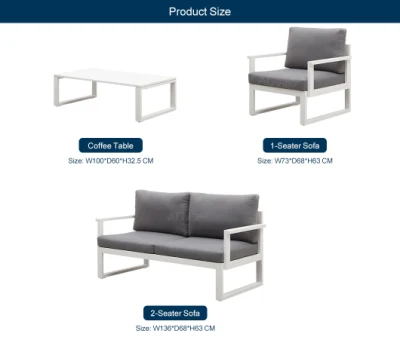 Outdoor Waterproof Patio Aluminum Frame 4 Seat Combination Garden Furniture Sectional Sofa Set