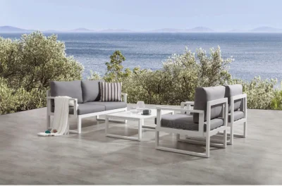 Outdoor Waterproof Patio Aluminum Frame 4 Seat Combination Garden Furniture Sectional Sofa Set