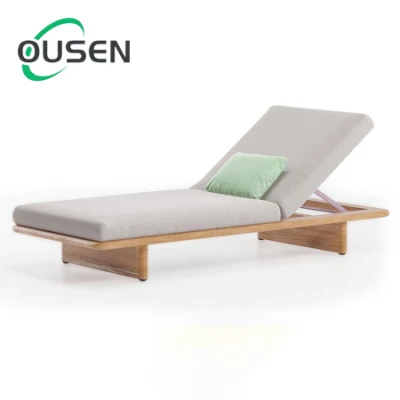 All Weather Luxury Customized Patio Outdoor Teak Wooden Sun Lounger
