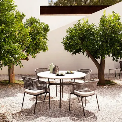 Luxury Sintered Stone Marble Round Square Ceramic Tile Top Garden Dining Set Outdoor Furniture
