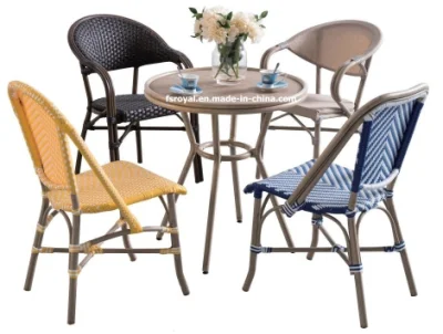 French Style Cafe Bamboo Look Rattan Wicker Chair Table Set Modern Garden Restaurant Outdoor Patio Dining Furniture