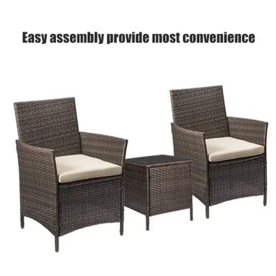 Factory Price Bistro Set Sectional Patio Conversation Sofa Garden Outdoor Rattan Furniture Iron Rattan Sofa Set Wicker Rattan Sofa Set