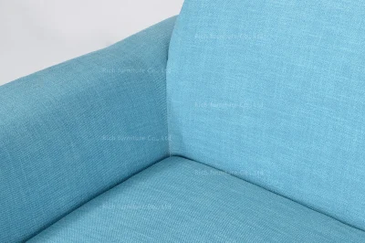 Nordic Modern Blue Office Fabric Linen Velvet Sofa Chair Loveseat Sofa Hotel Leisure Sofa Set Couch