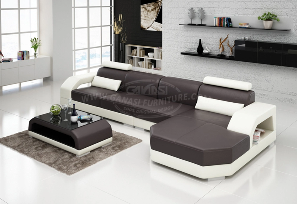 L Shape Simple Design Dubai Leather Sofa Furniture G8001C