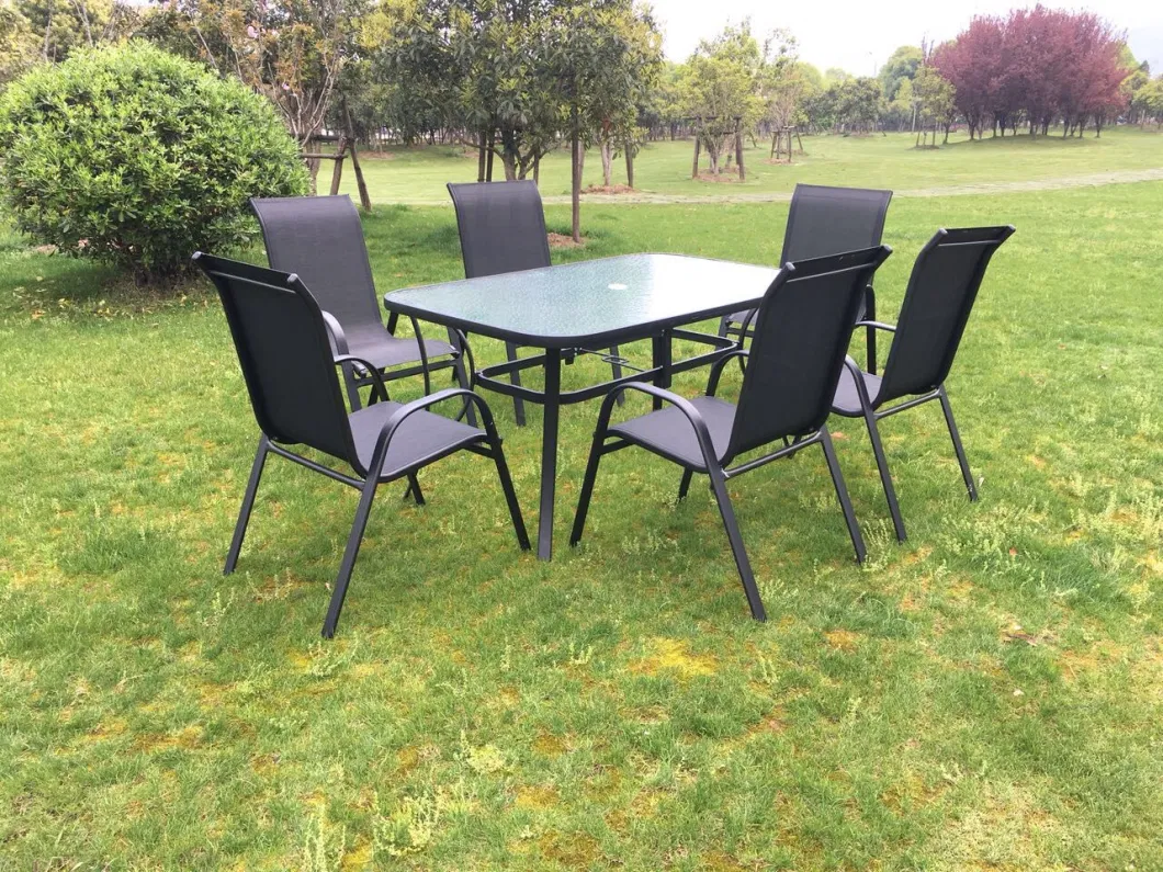 Textilene Table and Chairs Garden Outdoor Furniture Round Dining Table Set