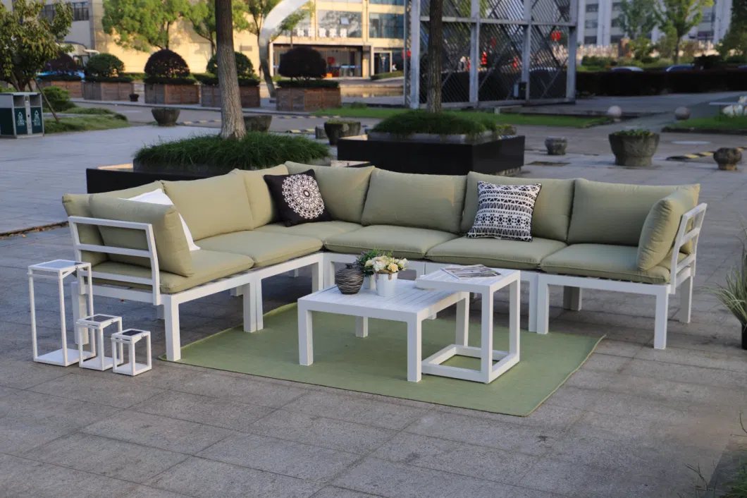 Modern Outdoor Sectional Sofa Set Combined Sofa with Removable Aluminium Armrest and Back