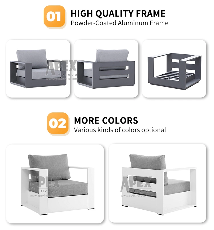 Elegant All-Weather Aluminum Frame Indoor Outdoor Furniture Sofa Set Luxury