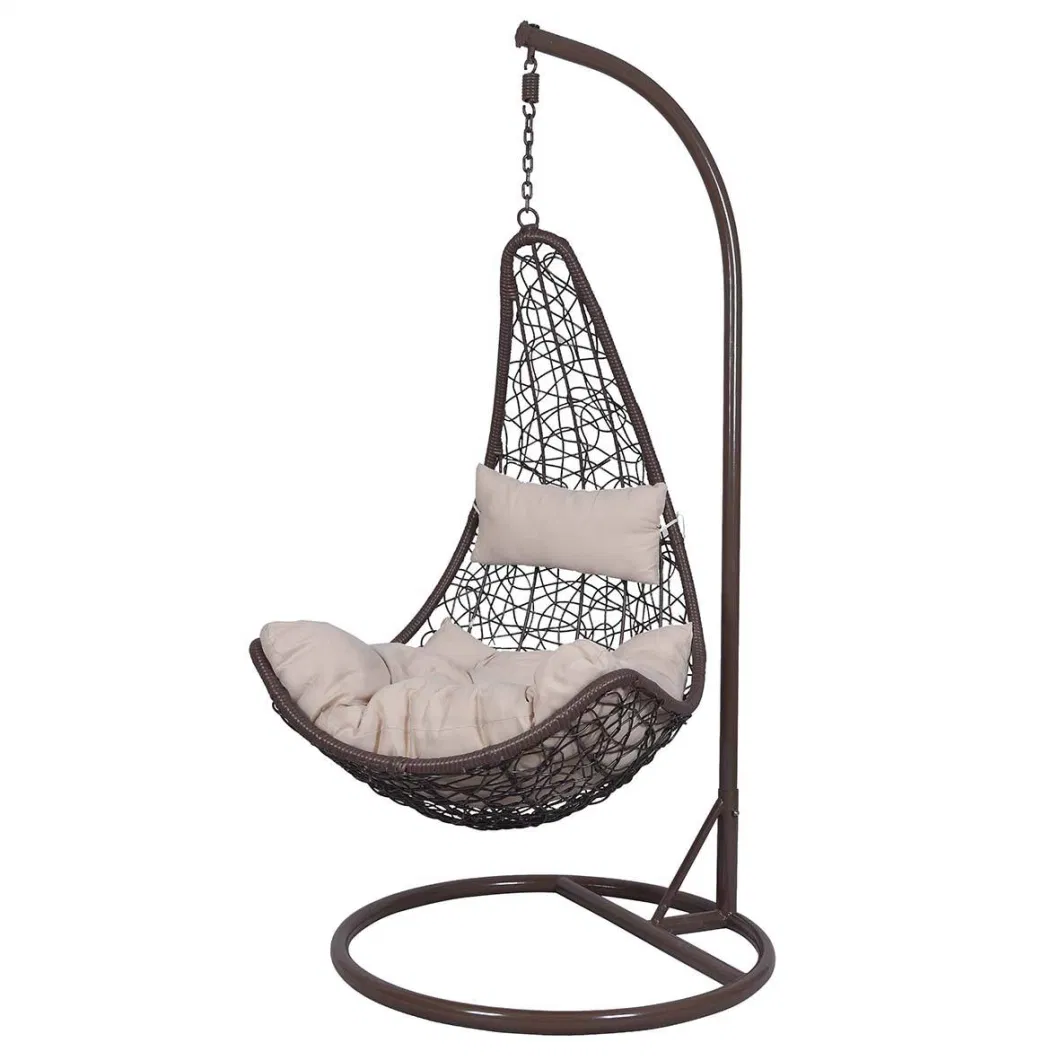 Outdoor Rattan Wicker Hanging Swing Chair with Metal Stand Furniture Color Material Origin General Place Model