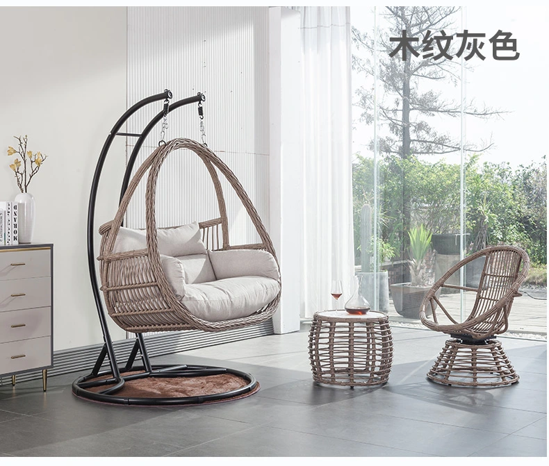 Outdoor Rattan Steel Garden Furniture Patio Hanging Chair Basket Adult Wicker Water Drop Rattan Swing Chair with Stand