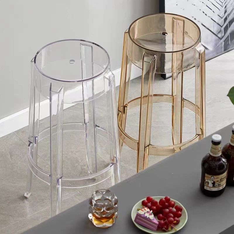 Transparent Chair Acrylic High Round Bar Stool Creative High Chair