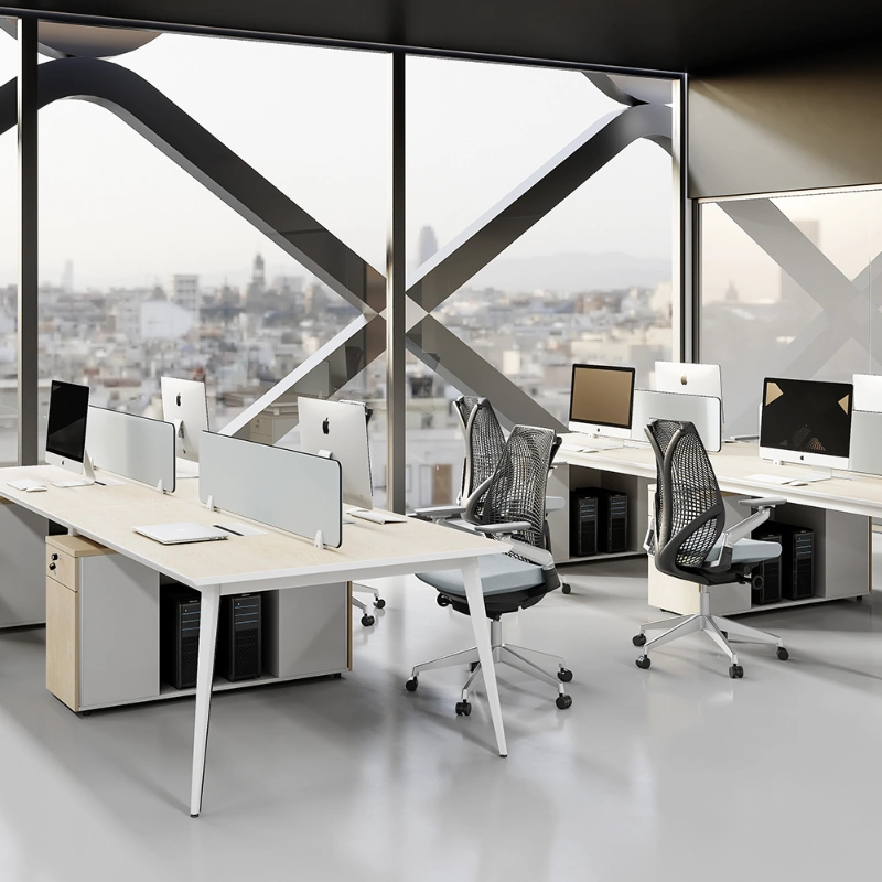 Modern Modular Open Office Furniture Workstation Tables 4 Person Cubicle Wooden Office Building Commercial Furniture