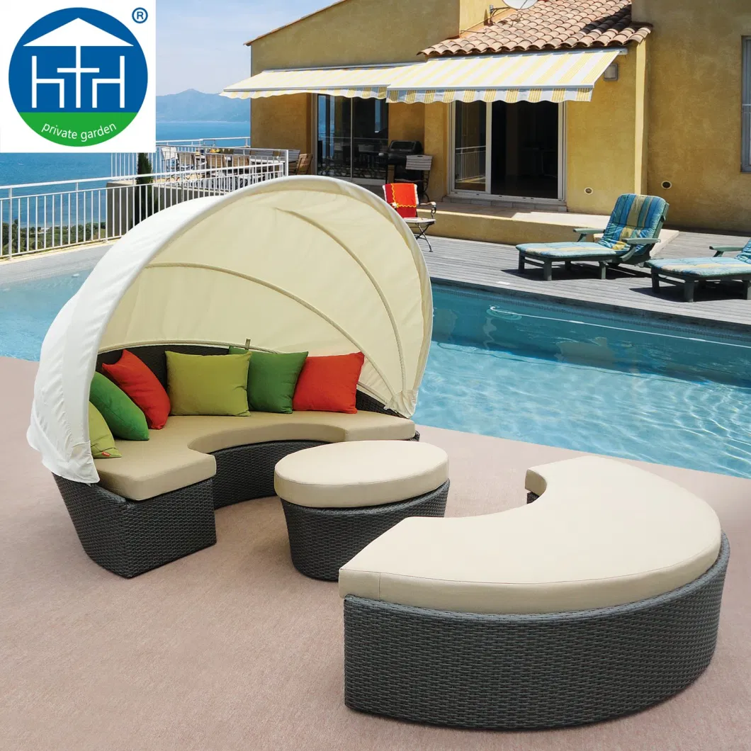 Customize Modern Darwin Customized Rattan Daybed Round Outdoor Lounge Bed