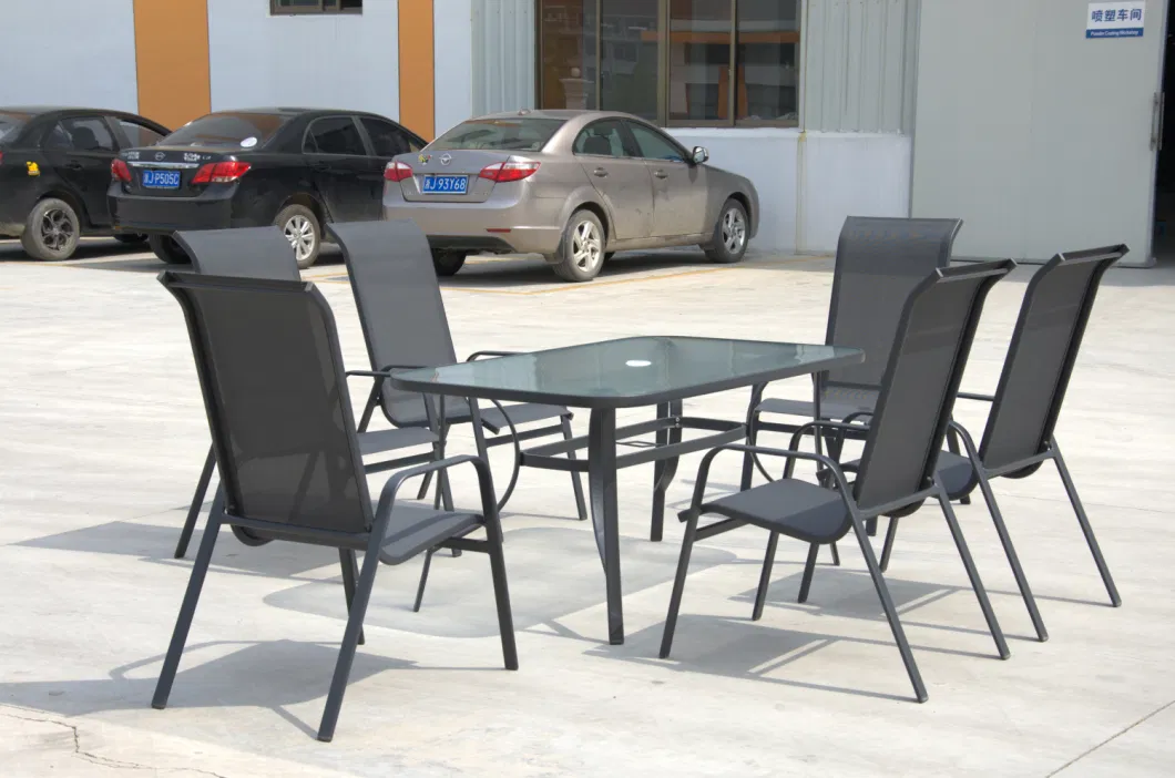 Textilene Table and Chairs Garden Outdoor Furniture Round Dining Table Set