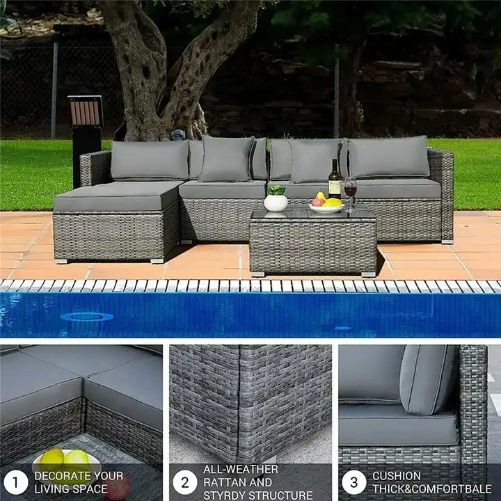 Custom Modern Fashion Leisure Outdoor Furniture Wicker Rattan Garden Sofa Sets