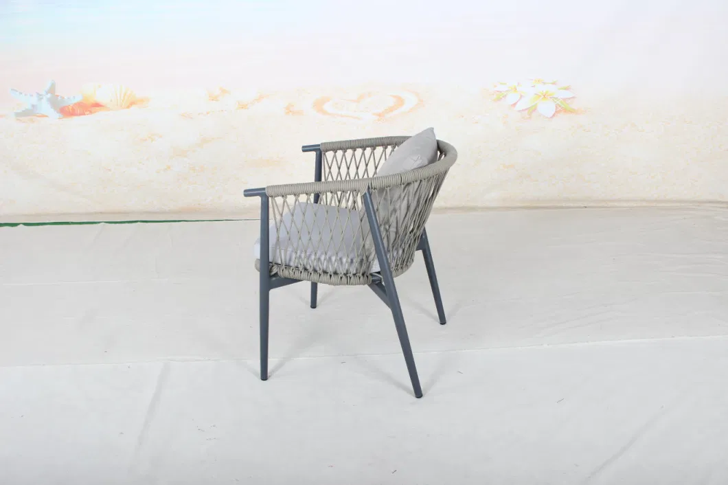 Hot Selling Outdoor Restaurant Coffee Shop Balcony Furniture Rope Woven Garden Dining Chair