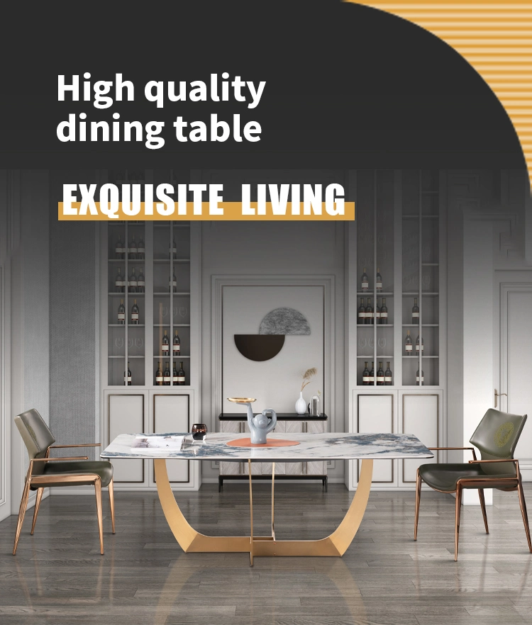 Home Furniture Living Room Stainless Steel Dining Table Fiberglass Dining Table Set