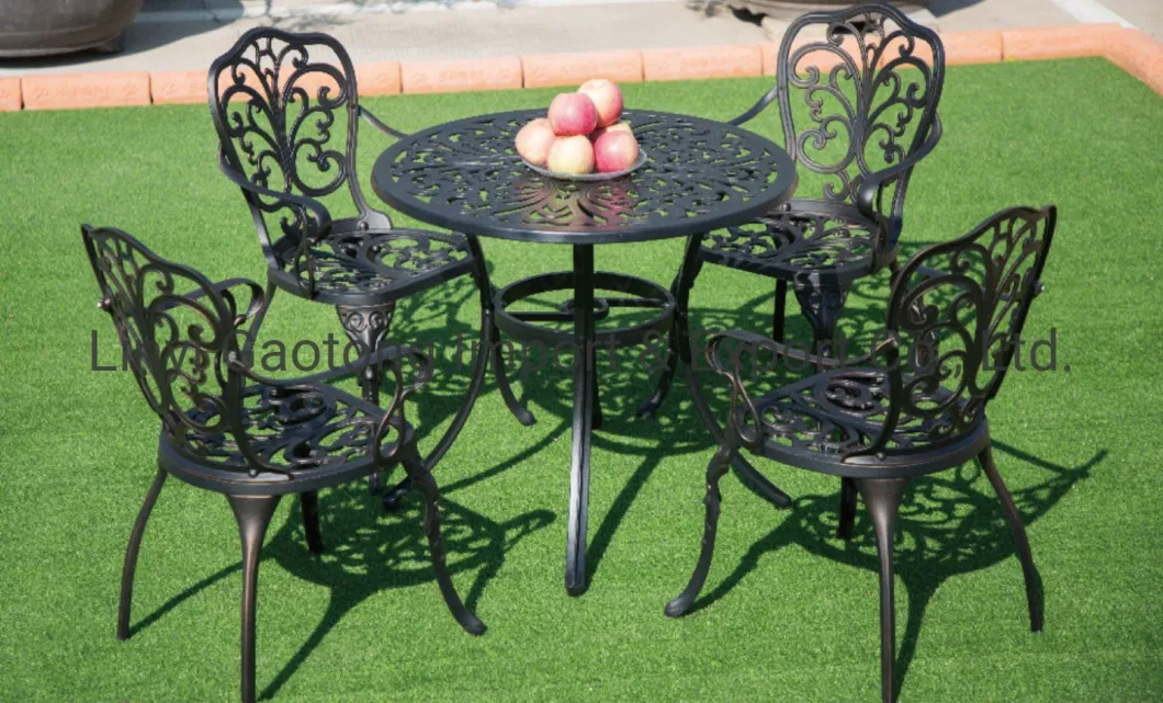 4 Seater Cast Aluminum Patio Table Dining Set Metal Outdoor Furniture Garden Set
