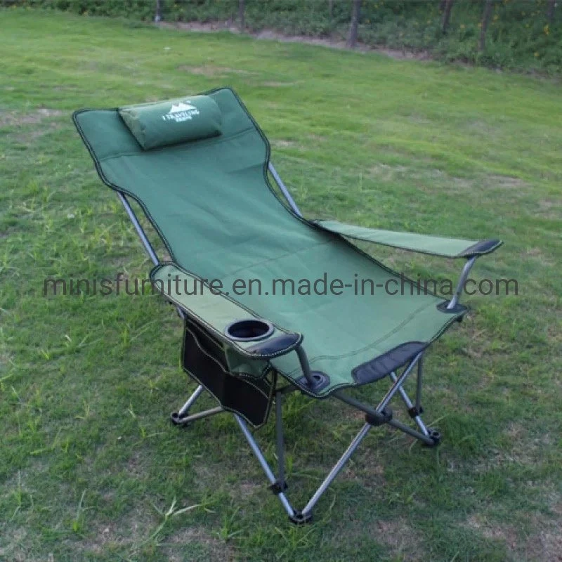 (MN-OC278) Patio Outdoor Beach Folding Chaise Lounge with Armrest and Cup Holder