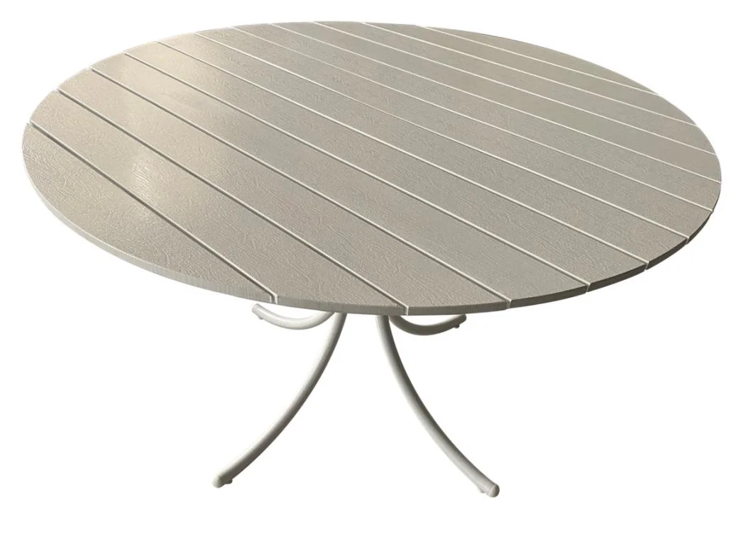 Steel Poly Wood Round Dining Table Dia 120cm Garden Furniture