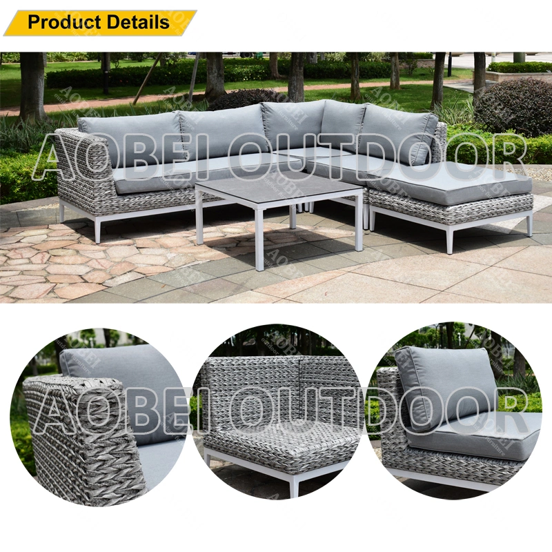 Modern Outdoor Garden Hotel Backyard Balcony Exterior Home Villa Restaurant Rattan Wicker Corner Sofa Furniture