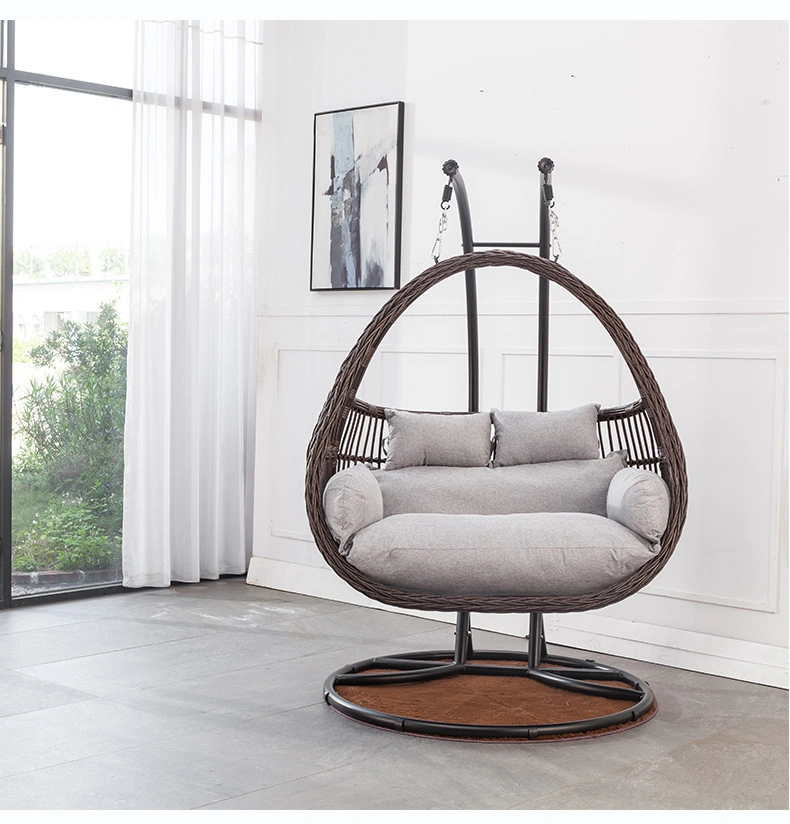 Outdoor Rattan Steel Garden Furniture Patio Hanging Chair Basket Adult Wicker Water Drop Rattan Swing Chair with Stand