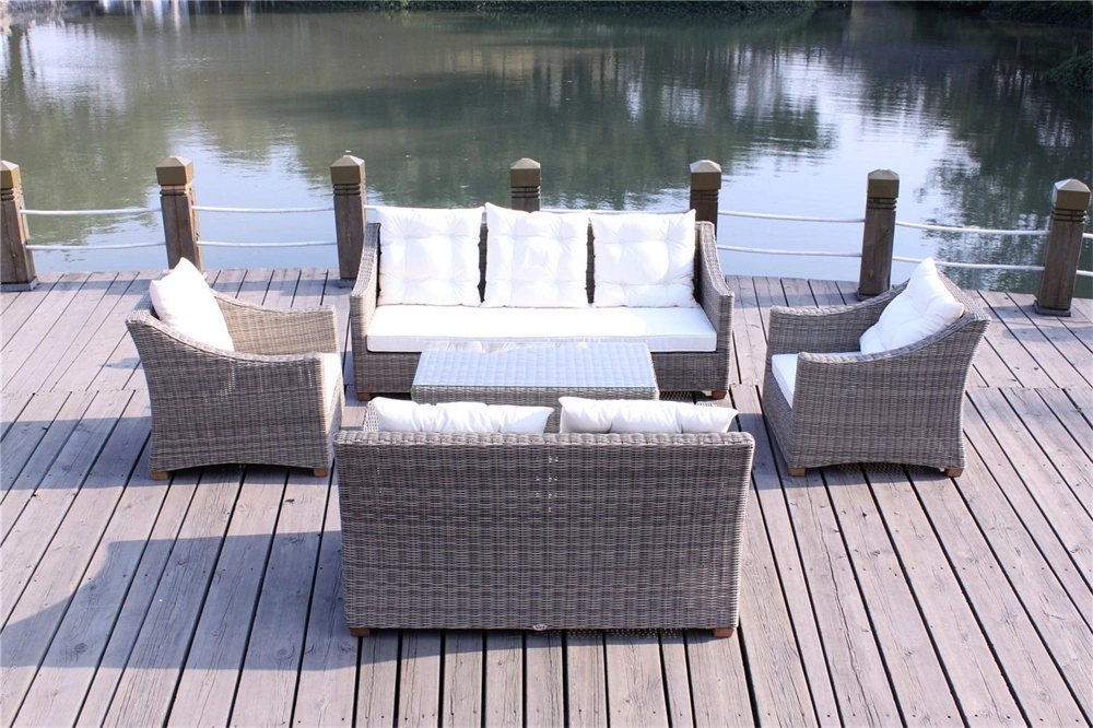 Modern Latest Design Furniture Rattan Woven Outdoor Garden Leisure 5 Seater Sofa