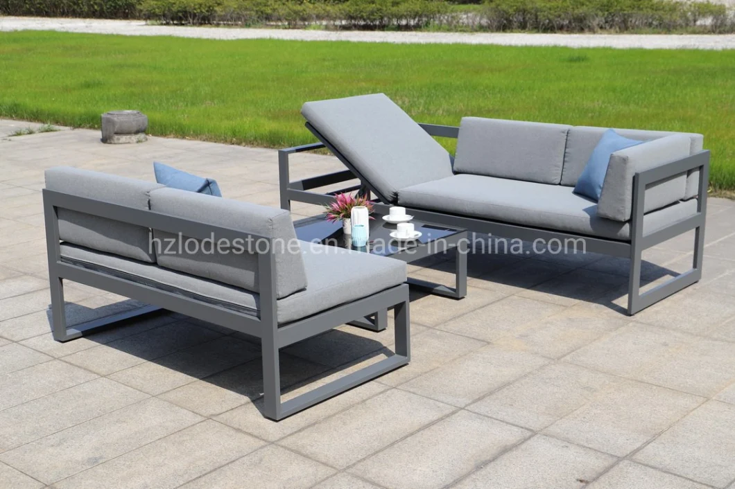 Hot Sale European Style Garden Sofa Set Modern Patio Aluminum Grey Outdoor Furniture