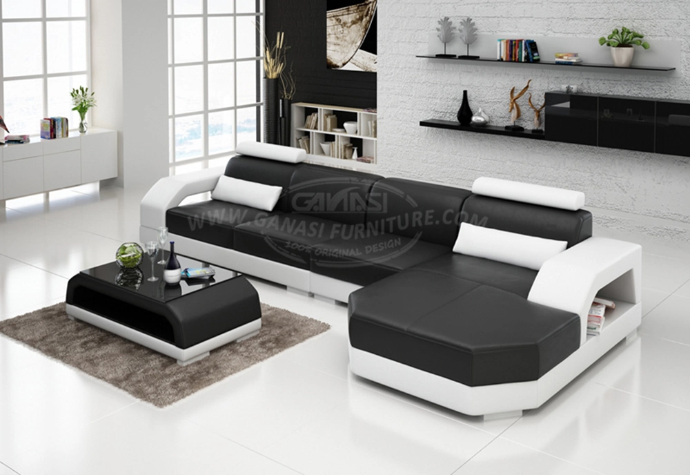 L Shape Simple Design Dubai Leather Sofa Furniture G8001C