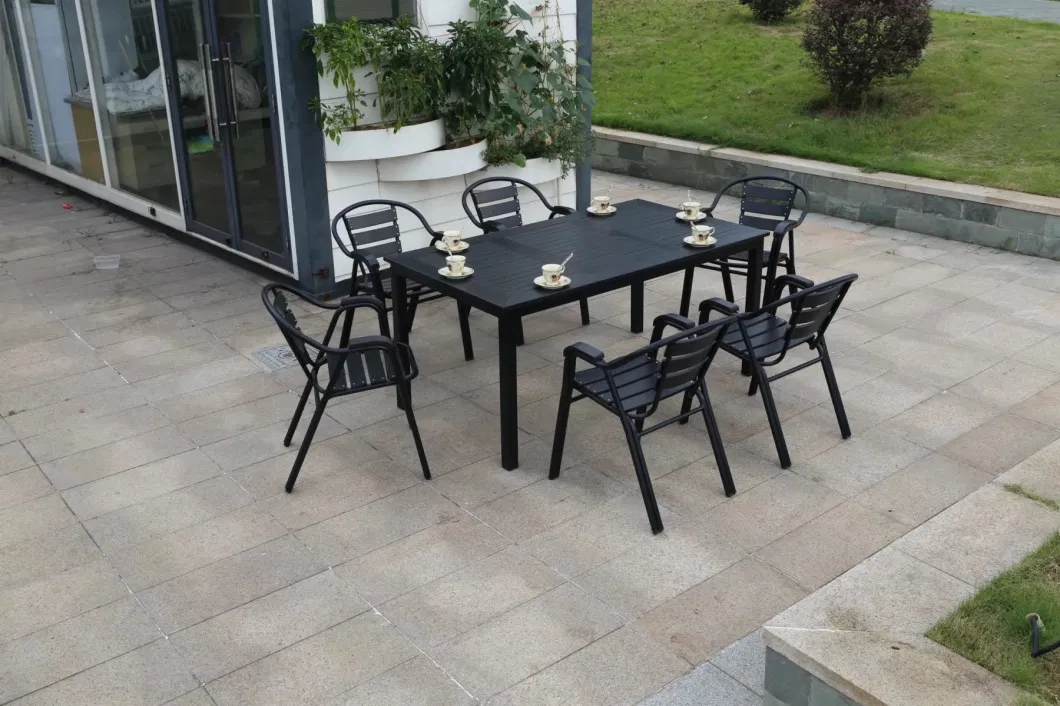 Outdoor Desk-Chair Courtyard Open Home Stay Facility Plastic Wood Furniture Combination Terrace Cafe Outdoor Leisure Bar Tables and Chairs