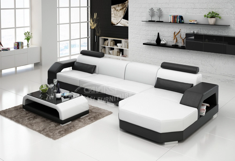 L Shape Simple Design Dubai Leather Sofa Furniture G8001C