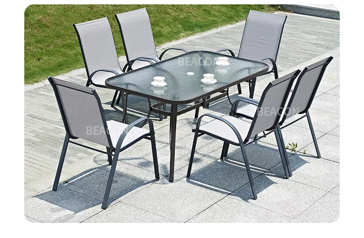 Facroty Direct Selling Outdoor Dining Tea Leisure Table 6PCS Chairs Aluminum Furniture Set