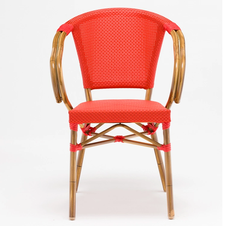 Popular High Quality Plastic Rattan Wicker Stackable Restaurant Chairs Indoor and Outdoor Garden Metal Dinner French Bistro Dining Room Chair