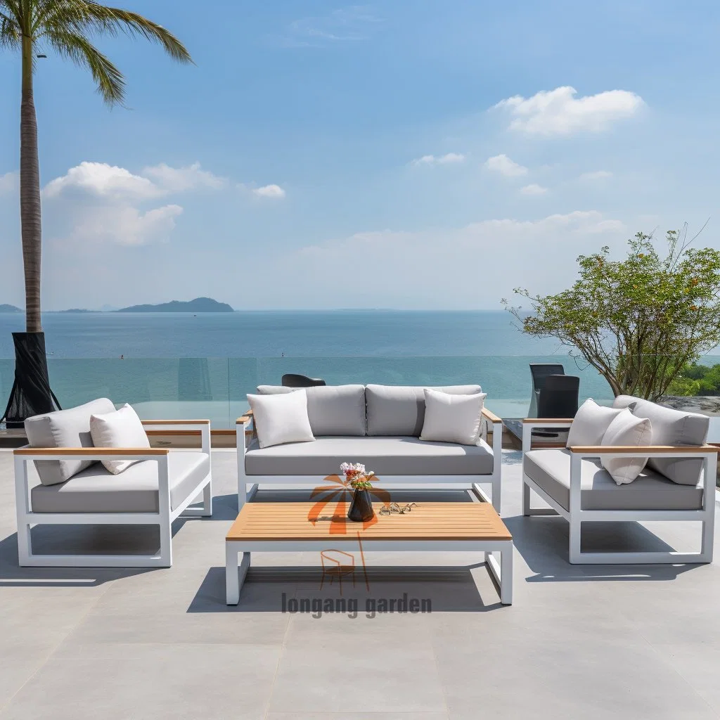 Outdoor Villa Furniture Patio Hotel Garden Teak Wood Modular Sectional Sofa