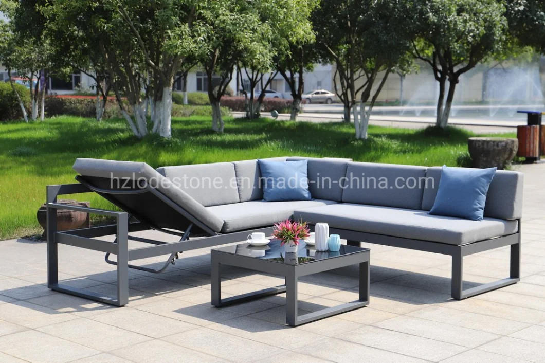 Hot Sale European Style Garden Sofa Set Modern Patio Aluminum Grey Outdoor Furniture