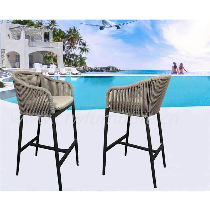 Aluminum Garden Chair Patio Outdoor Furniture Rope Wicker Rattan Dining Chair