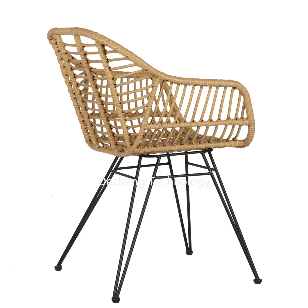 Factory Wholesale Outdoor Garden Forest Style Metal Rattan Patio Dining Chair Set