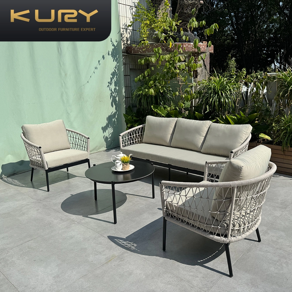 Modern Garden Furniture Luxury 5 Seater Rope Sofa Outdoor Furniture Rope Woven Modern Patio Sofa Set