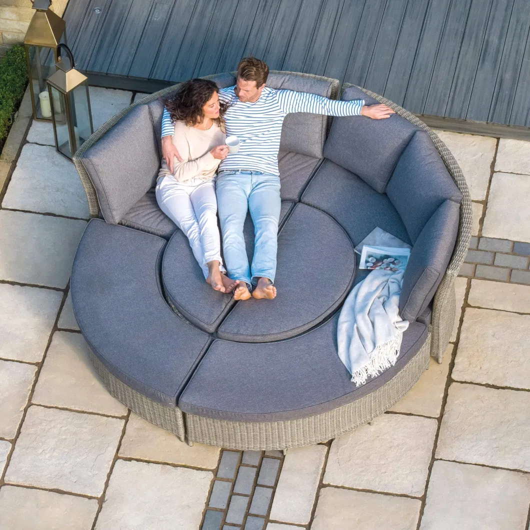 Round Outdoor Garden Sofa Terrace Garden Sun Room Sun Protection Waterproof Arc Outdoor Rattan Sofa Combination