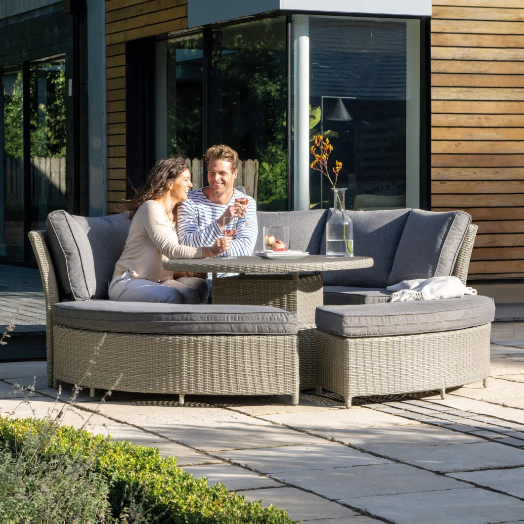 Round Outdoor Garden Sofa Terrace Garden Sun Room Sun Protection Waterproof Arc Outdoor Rattan Sofa Combination