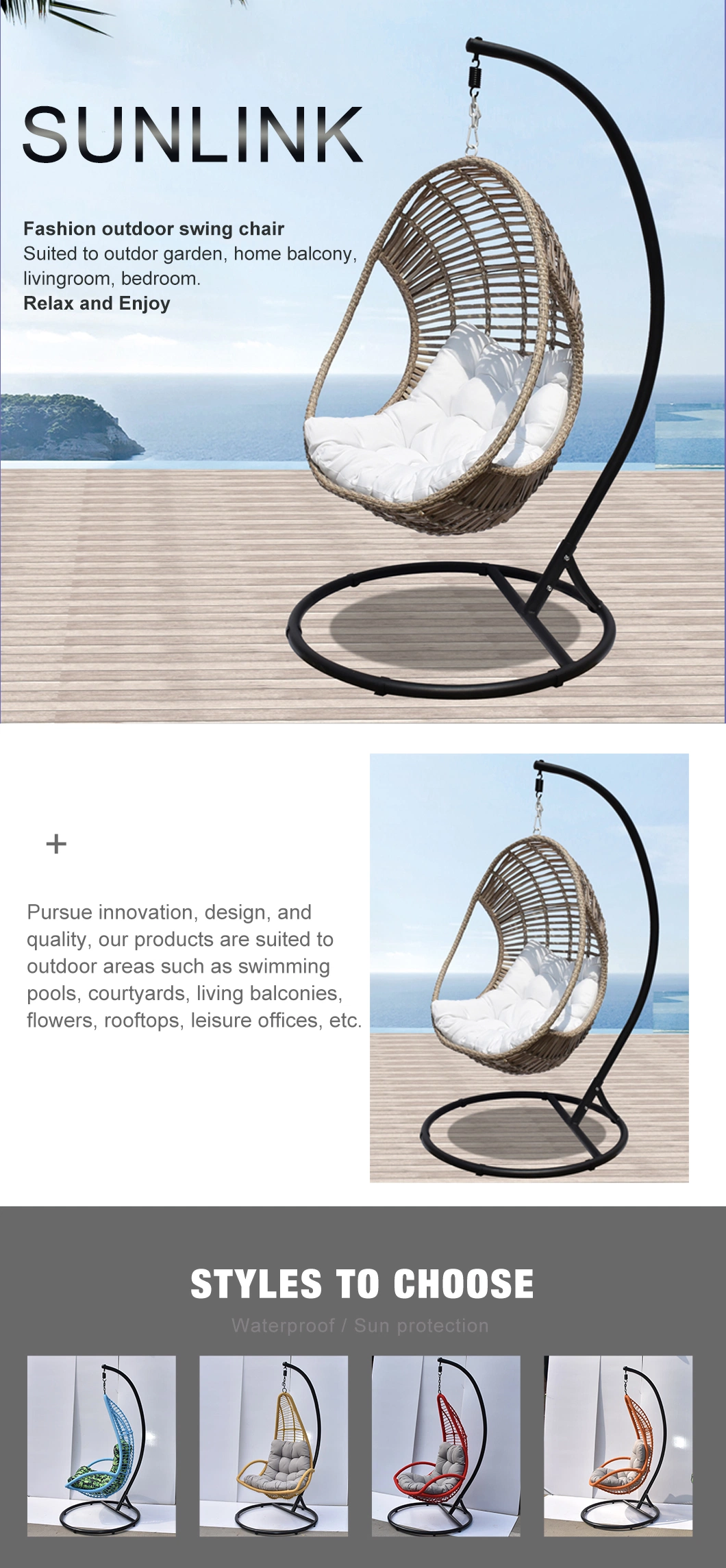 Garden Furniture Set Patio Hammock Modern Rattan Outdoor Swing Chair