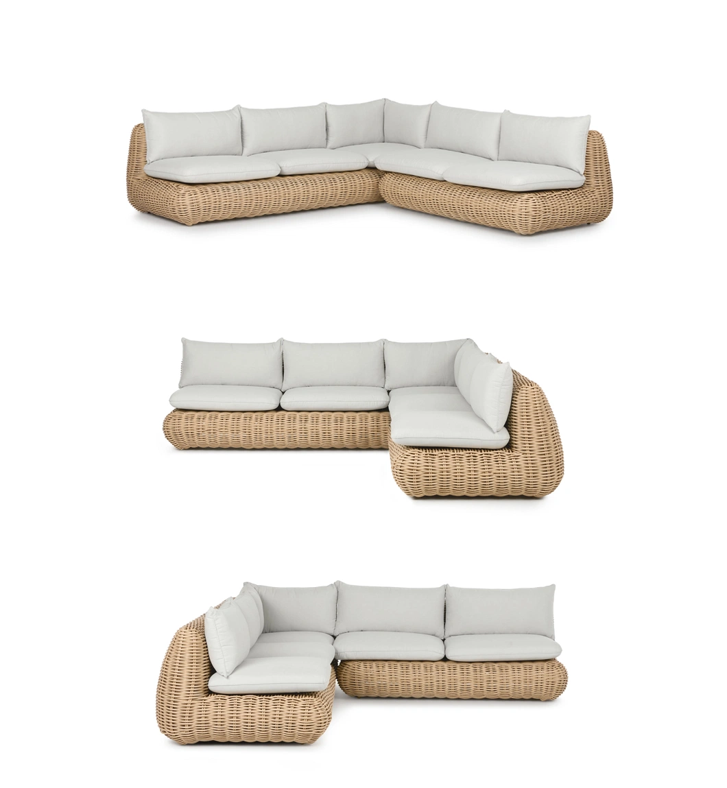 Popular Design Bamboo Outdoor Sofa Terrace Rattan Furniture with Garden Set