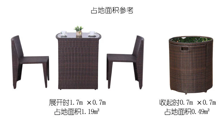 Balcony Coffee Table Set Round Rattan Garden Set Outdoor Furniture 2 Seats Sofa of Three Pieces